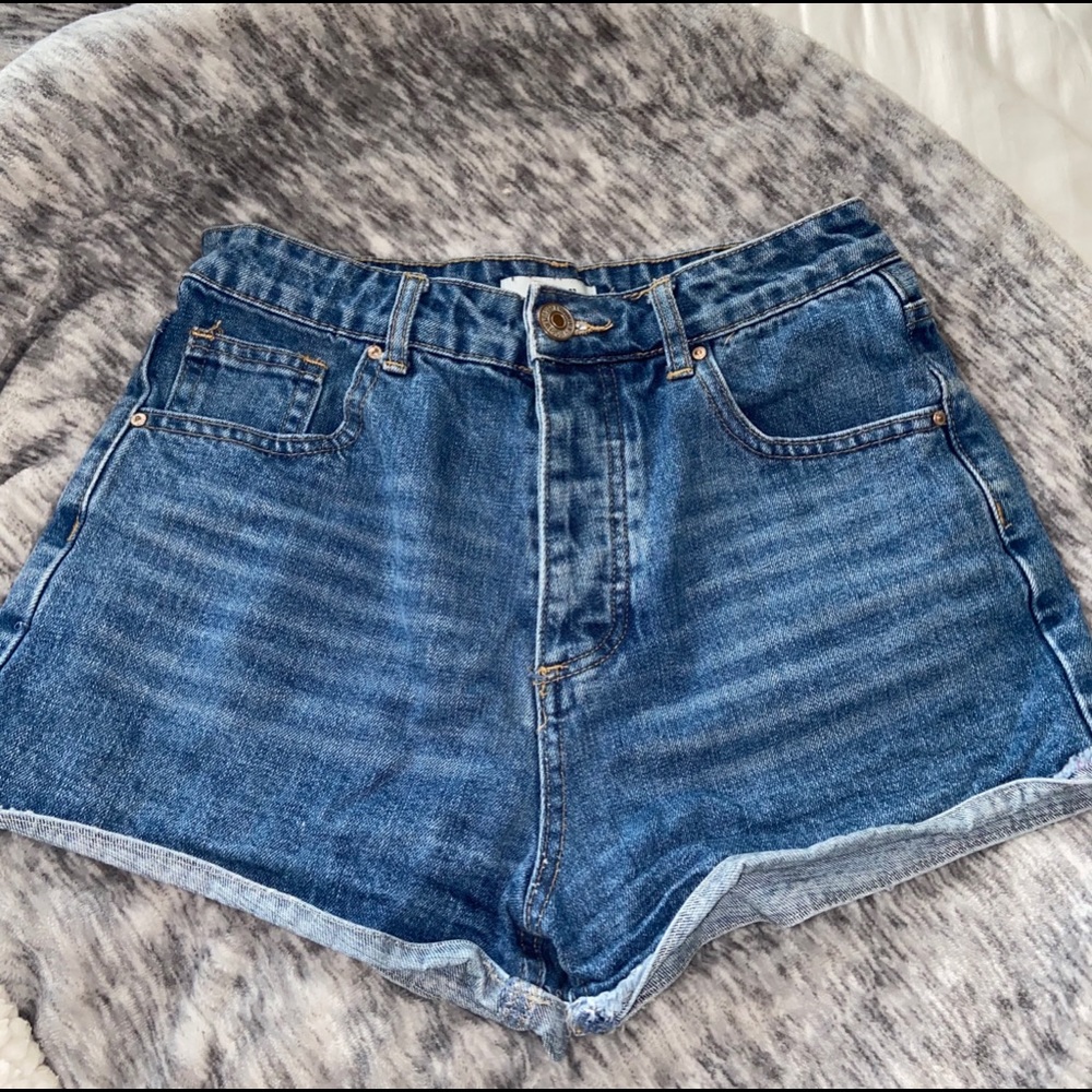 High rise denim shorts
